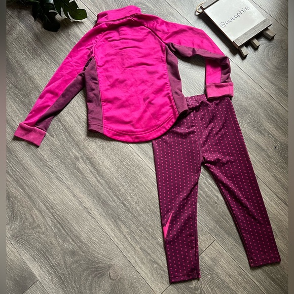 Nike Kids’ Full Zip Fuchsia Maroon Jacket and Polka Dot Leggings Matching Set 2T - Picture 6 of 9
